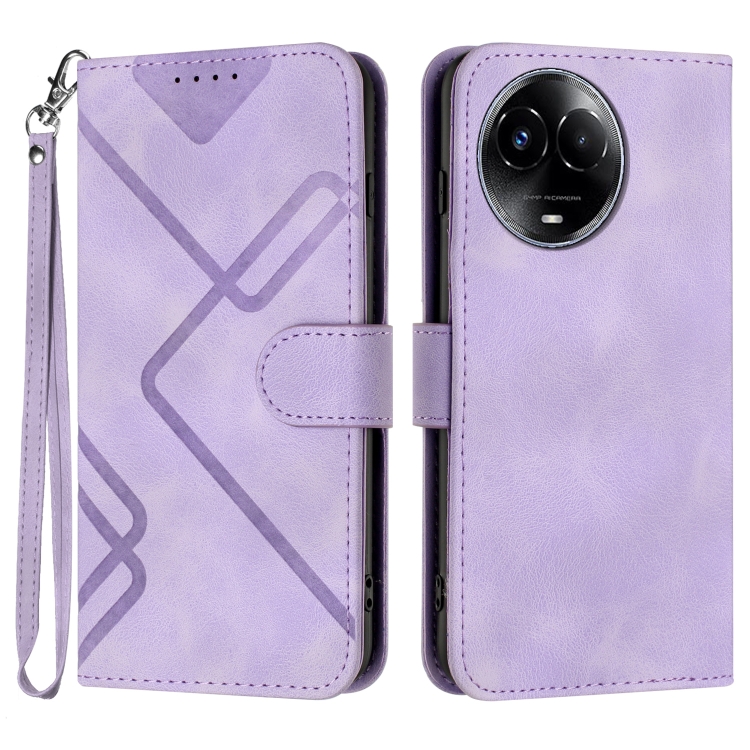 

For Realme 11 Line Pattern Skin Feel Leather Phone Case(Light Purple)