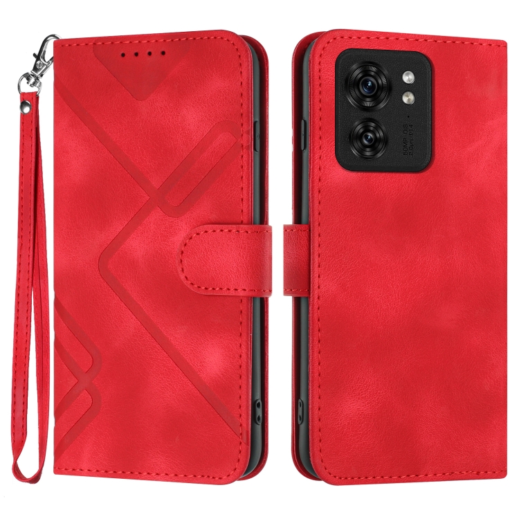 

For Motorola Edge 40 Line Pattern Skin Feel Leather Phone Case(Red)