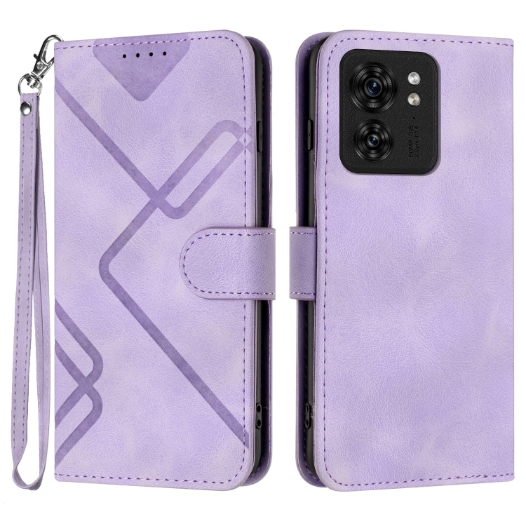 

For Motorola Edge 40 Line Pattern Skin Feel Leather Phone Case(Light Purple)