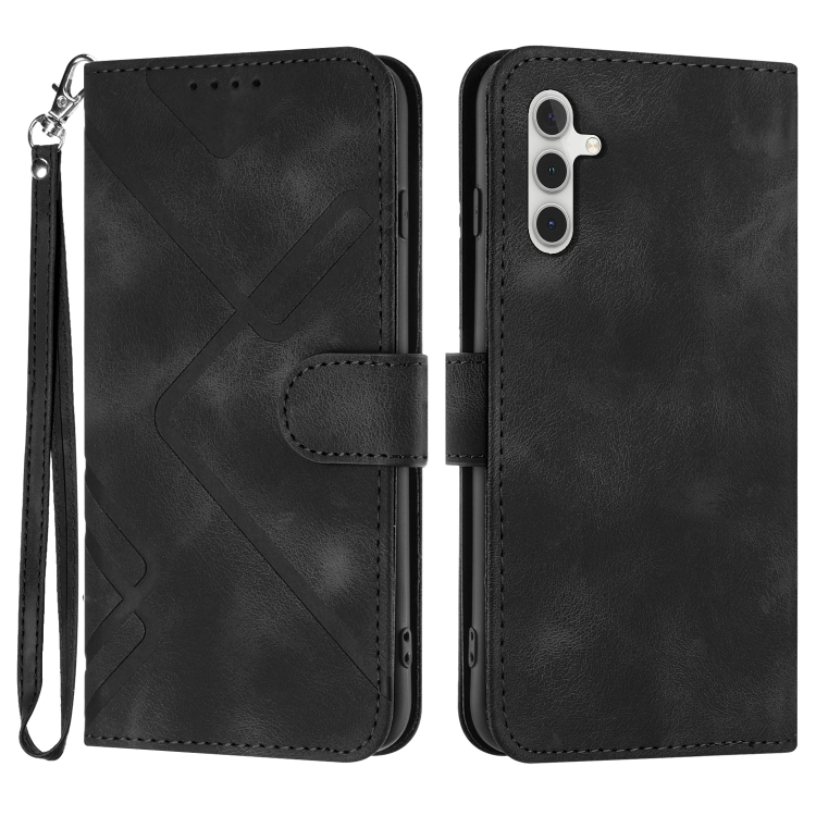

For Samsung Galaxy M34 Line Pattern Skin Feel Leather Phone Case(Royal Blue)