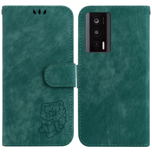 

For Redmi K60 / K60 Pro Little Tiger Embossed Leather Phone Case(Green)