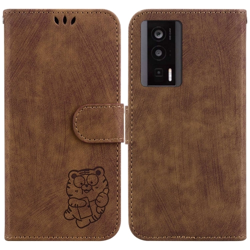 

For Redmi K60 / K60 Pro Little Tiger Embossed Leather Phone Case(Brown)