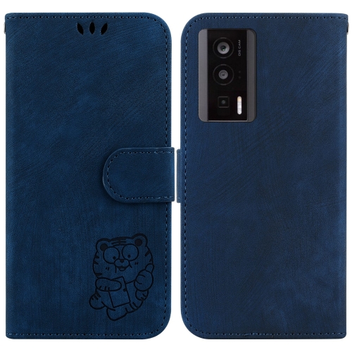 

For Redmi K60 / K60 Pro Little Tiger Embossed Leather Phone Case(Dark Blue)