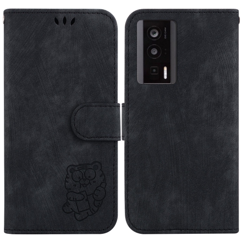 

For Redmi K60 / K60 Pro Little Tiger Embossed Leather Phone Case(Black)