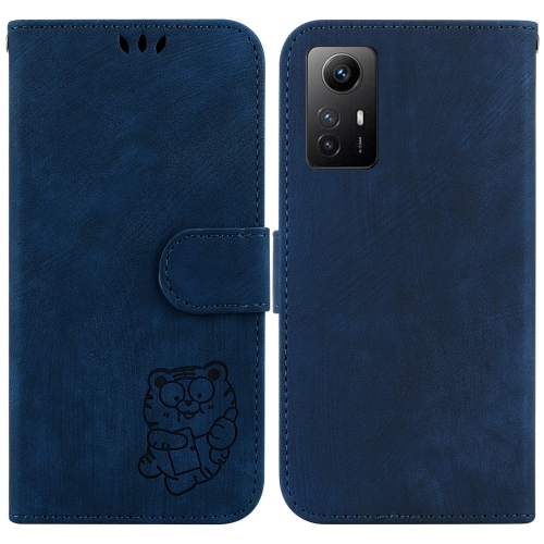 

For Xiaomi Redmi Note 12S Little Tiger Embossed Leather Phone Case(Dark Blue)