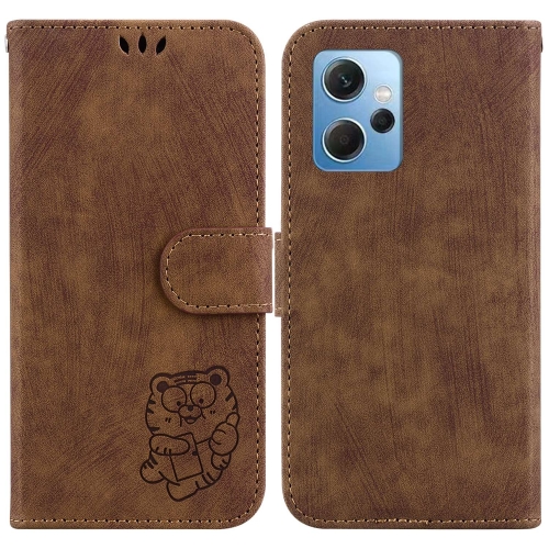 

For Redmi Note 12 4G Global Little Tiger Embossed Leather Phone Case(Brown)