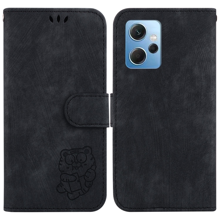 

For Redmi Note 12 4G Global Little Tiger Embossed Leather Phone Case(Black)