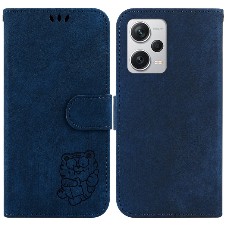 

For Redmi Note 12 Pro+ Global Little Tiger Embossed Leather Phone Case(Dark Blue)
