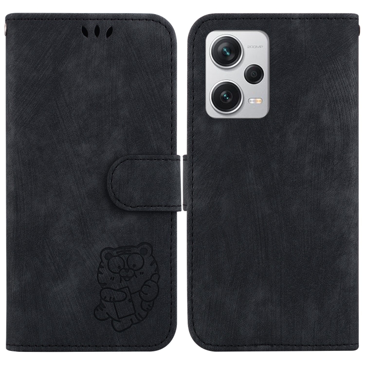 

For Redmi Note 12 Pro+ Global Little Tiger Embossed Leather Phone Case(Black)