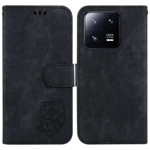 

For Xiaomi 13 Pro Little Tiger Embossed Leather Phone Case(Black)