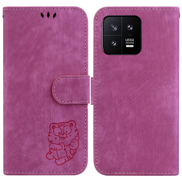 

For Xiaomi 13 5G Little Tiger Embossed Leather Phone Case(Rose Red)