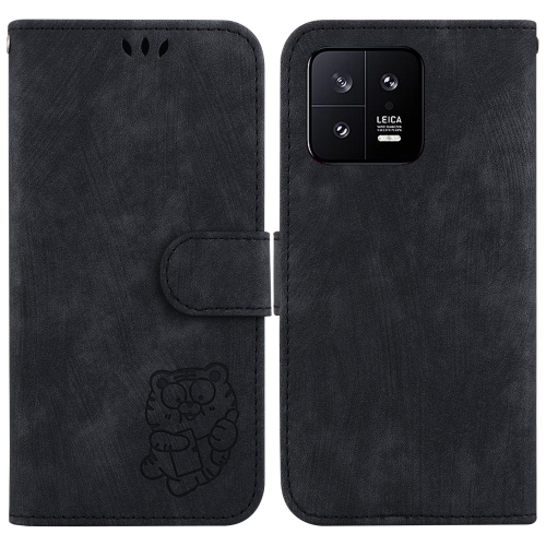 

For Xiaomi 13 5G Little Tiger Embossed Leather Phone Case(Black)