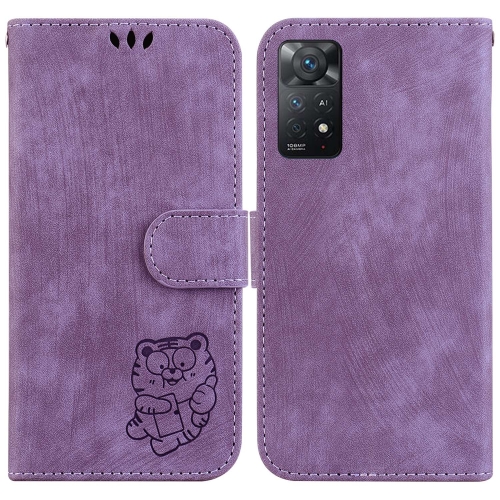 

For Redmi Note 11 Pro 4G/5G Global Little Tiger Embossed Leather Phone Case(Purple)