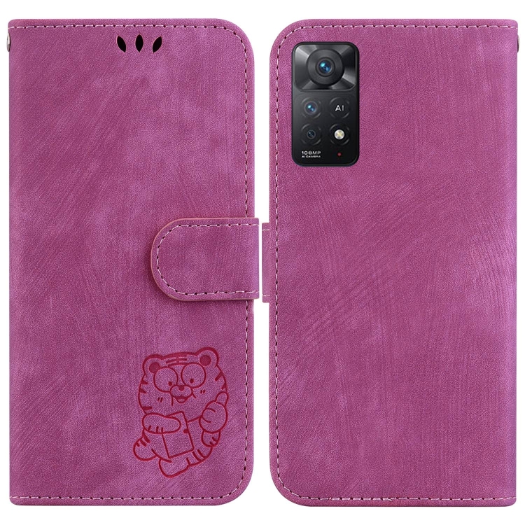 

For Redmi Note 11 Pro 4G/5G Global Little Tiger Embossed Leather Phone Case(Rose Red)