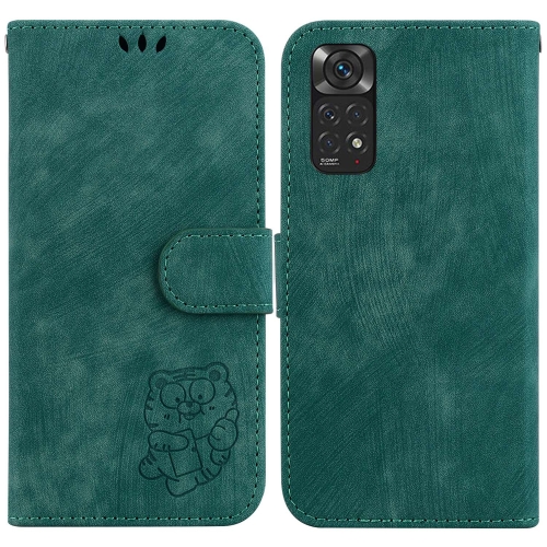 

For Redmi Note 11 Global / Note 11S Little Tiger Embossed Leather Phone Case(Green)