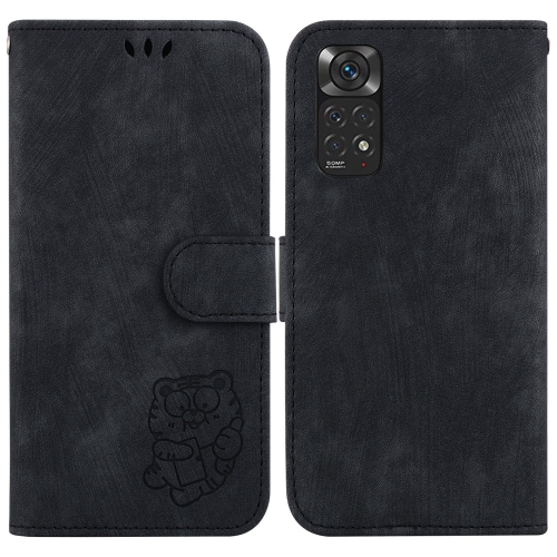 

For Redmi Note 11 Global / Note 11S Little Tiger Embossed Leather Phone Case(Black)