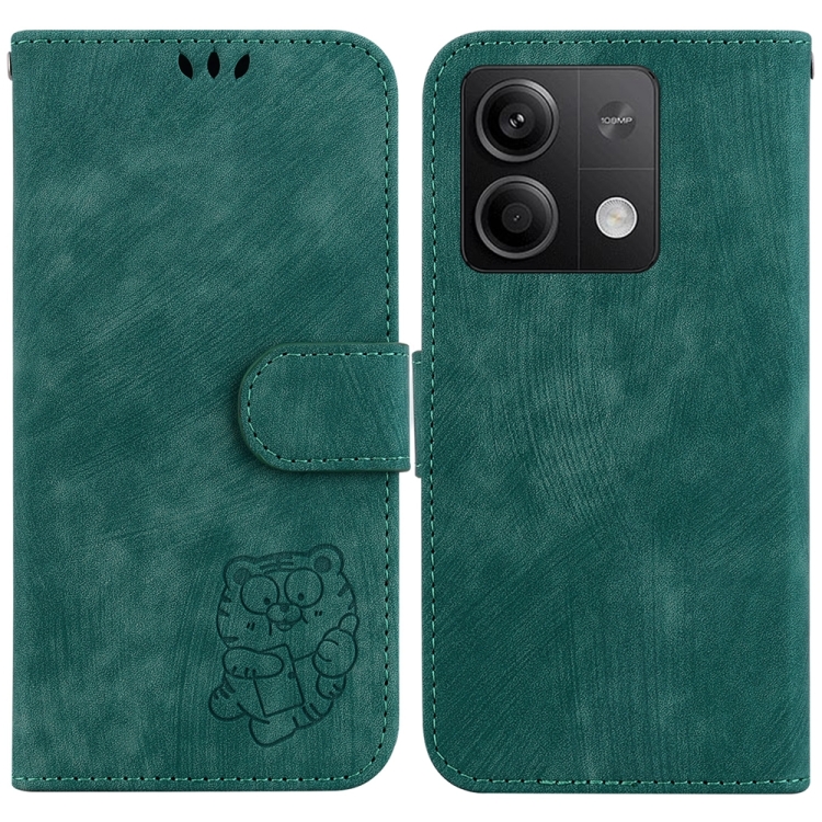 

For Xiaomi Redmi Note 13 5G Little Tiger Embossed Leather Phone Case(Green)