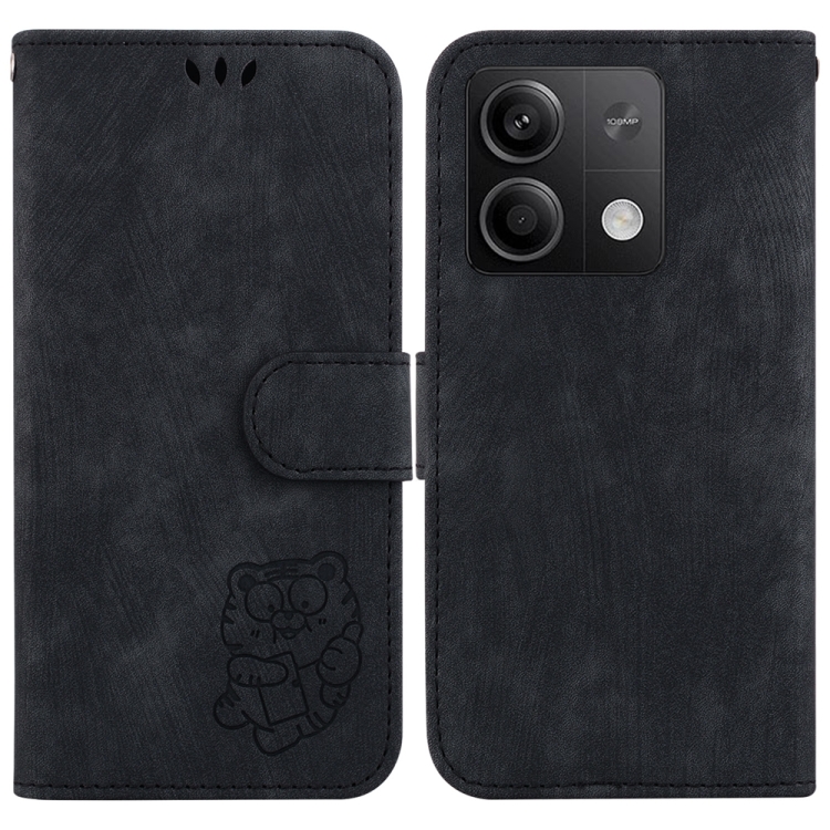 

For Xiaomi Redmi Note 13 5G Little Tiger Embossed Leather Phone Case(Black)