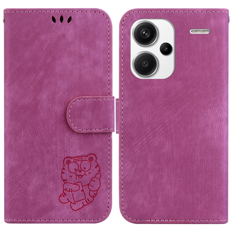 

For Xiaomi Redmi Note 13 Pro+ 5G Little Tiger Embossed Leather Phone Case(Rose Red)