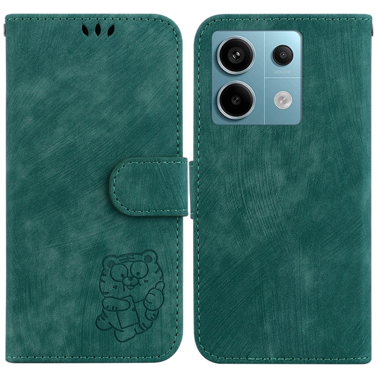 

For Xiaomi Redmi Note 13 Pro 5G Little Tiger Embossed Leather Phone Case(Green)