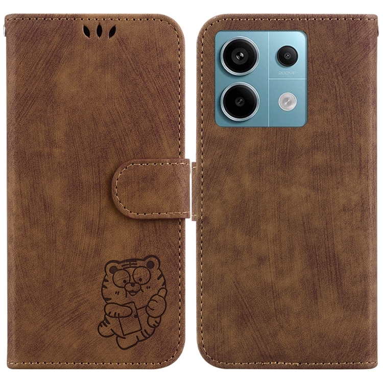 

For Xiaomi Redmi Note 13 Pro 5G Little Tiger Embossed Leather Phone Case(Brown)