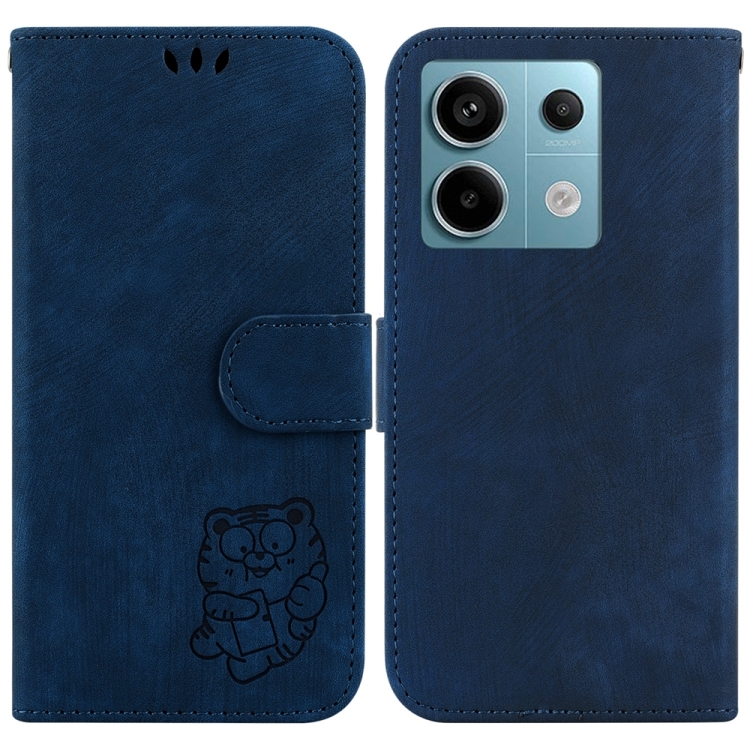 

For Xiaomi Redmi Note 13 Pro 5G Little Tiger Embossed Leather Phone Case(Dark Blue)