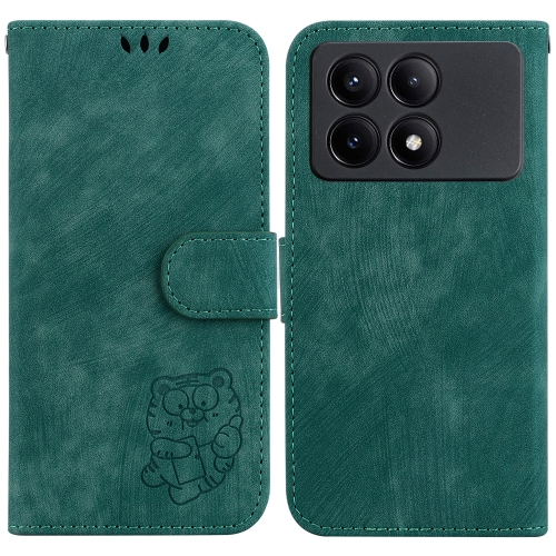 

For Xiaomi Redmi K70E / Poco X6 Pro Little Tiger Embossed Leather Phone Case(Green)