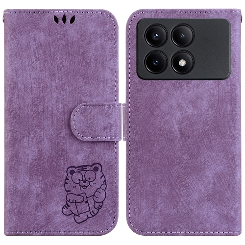 

For Xiaomi Redmi K70E / Poco X6 Pro Little Tiger Embossed Leather Phone Case(Purple)