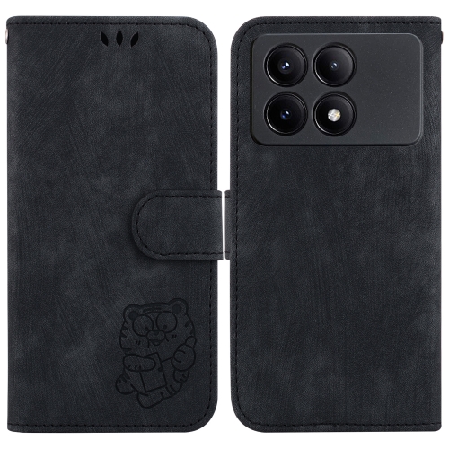 

For Xiaomi Redmi K70E / Poco X6 Pro Little Tiger Embossed Leather Phone Case(Black)