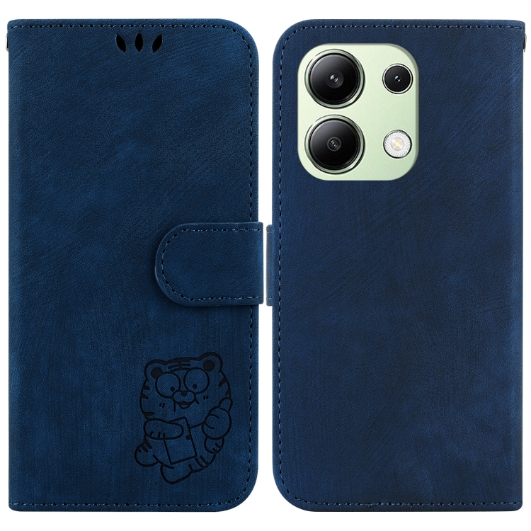 

For Xiaomi Redmi Note 13 4G Global Little Tiger Embossed Leather Phone Case(Dark Blue)