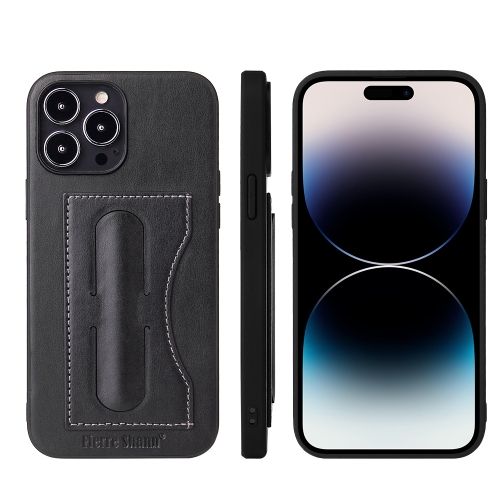 

For iPhone 14 Pro Max Fierre Shann Holder Back Cover PU Phone Case(Black)