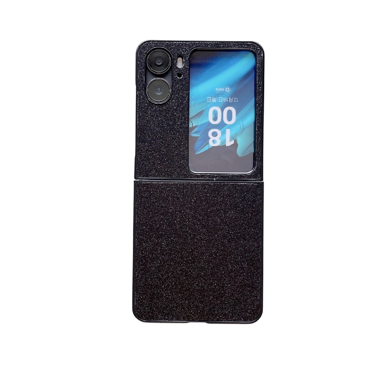 

For OPPO Find N2 Flip Gradient Color Glitter Shockproof Protective Phone Case(Black)