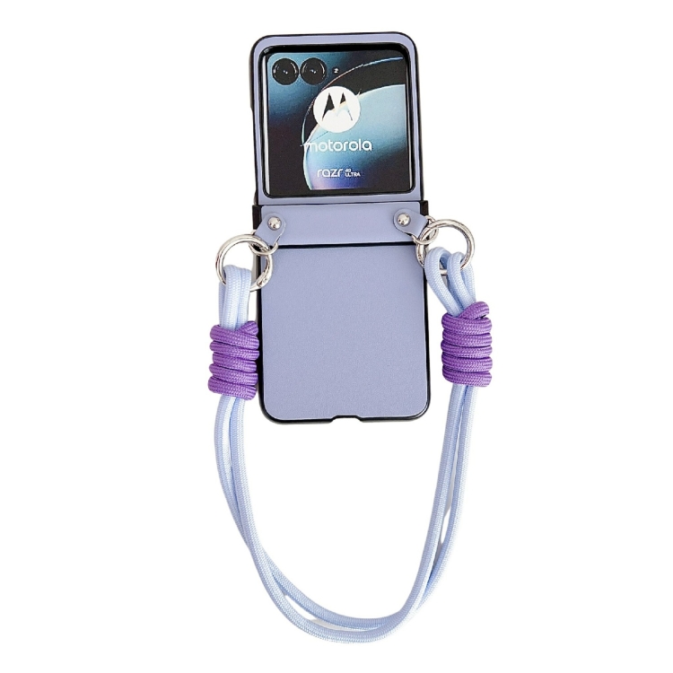 

For Motorola Razr 40 Ultra Morandi Leather Texture Phone Case With Strap(Blue)