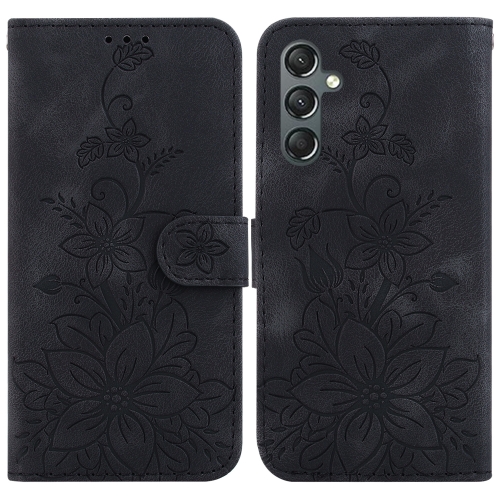 

For Samsung Galaxy A25 5G Lily Embossed Leather Phone Case(Black)