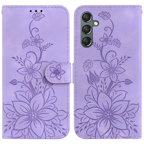 

For Samsung Galaxy S23 FE 5G Lily Embossed Leather Phone Case(Purple)
