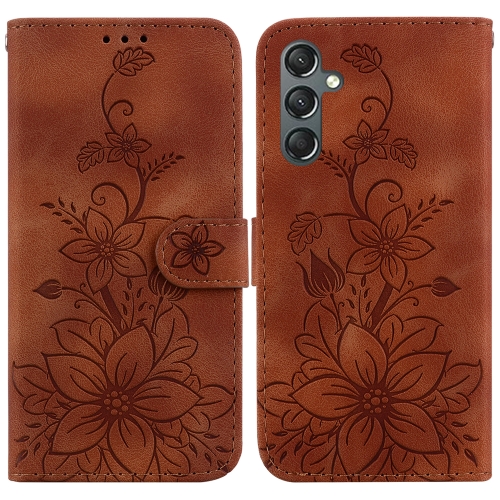 

For Samsung Galaxy S23 FE 5G Lily Embossed Leather Phone Case(Brown)