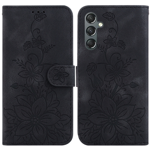 

For Samsung Galaxy S23 FE 5G Lily Embossed Leather Phone Case(Black)
