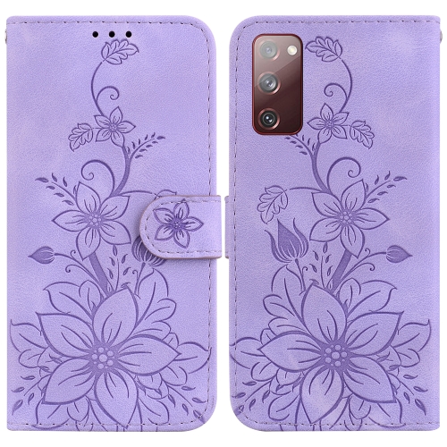 

For Samsung Galaxy S20 FE 4G / 5G Lily Embossed Leather Phone Case(Purple)