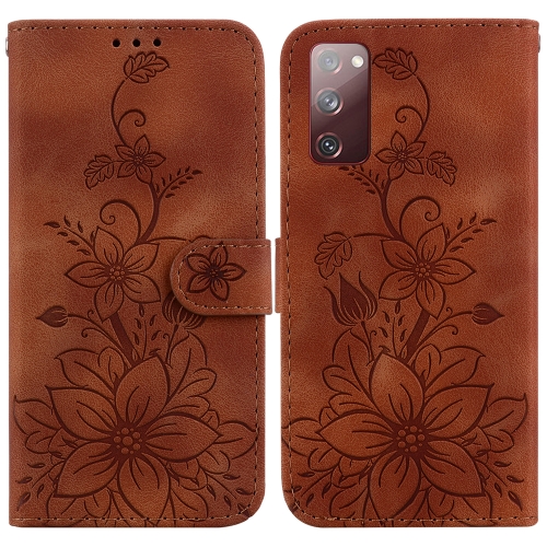 

For Samsung Galaxy S20 FE 4G / 5G Lily Embossed Leather Phone Case(Brown)