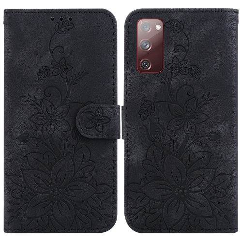

For Samsung Galaxy S20 FE 4G / 5G Lily Embossed Leather Phone Case(Black)