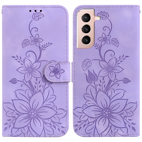 

For Samsung Galaxy S22+ 5G Lily Embossed Leather Phone Case(Purple)