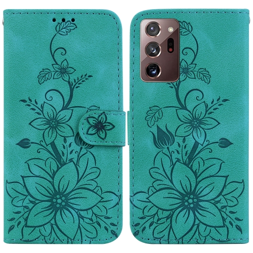

For Samsung Galaxy Note20 Ultra Lily Embossed Leather Phone Case(Green)