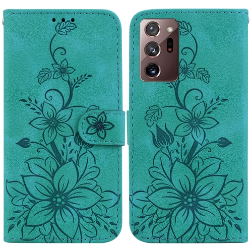 For Samsung Galaxy Note20 Ultra Lily Embossed Leather Phone Case(Green)