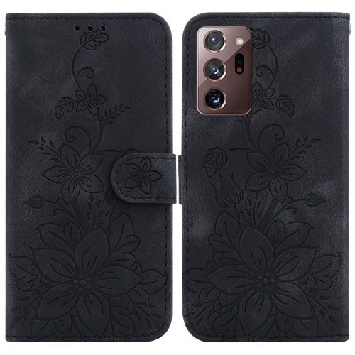 

For Samsung Galaxy Note20 Ultra Lily Embossed Leather Phone Case(Black)