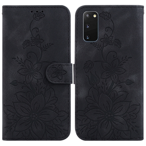 

For Samsung Galaxy S20 Lily Embossed Leather Phone Case(Black)