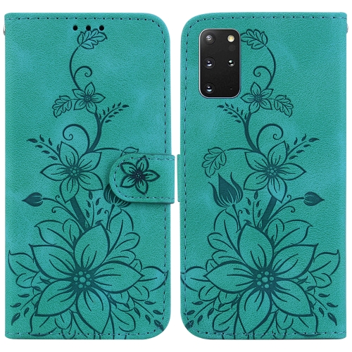 

For Samsung Galaxy S20+ Lily Embossed Leather Phone Case(Green)