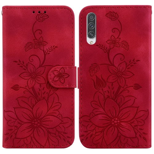 

For Samsung Galaxy A70 / A70s Lily Embossed Leather Phone Case(Red)