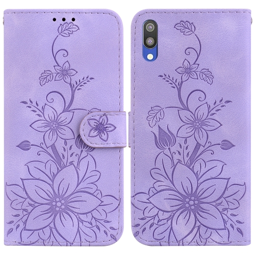 

For Samsung Galaxy A10 / M10 Lily Embossed Leather Phone Case(Purple)