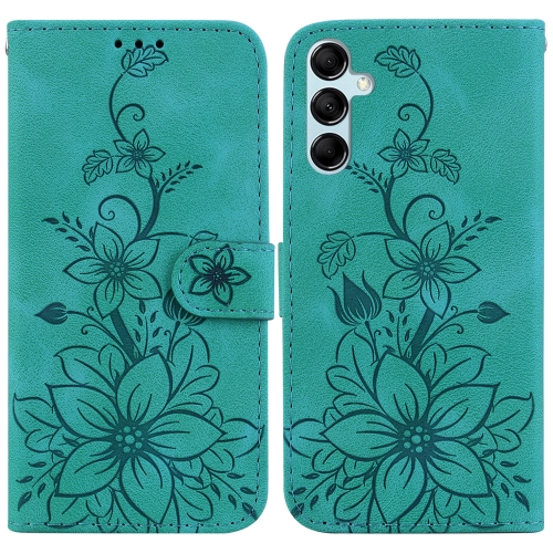 

For Samsung Galaxy M34 5G/F34 5G Lily Embossed Leather Phone Case(Green)