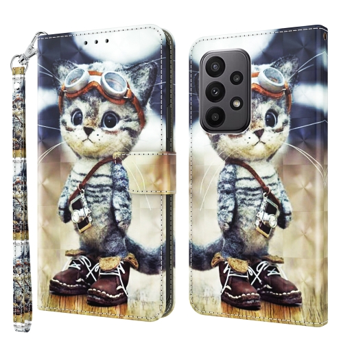 

For Samsung Galaxy A25 5G 3D Painted Leather Phone Case(Naughty Cat)